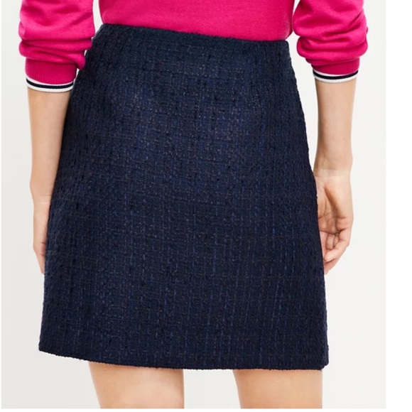 LOFT Navy Blue Midi Skirt with Gold Buttons - Picture 3 of 4